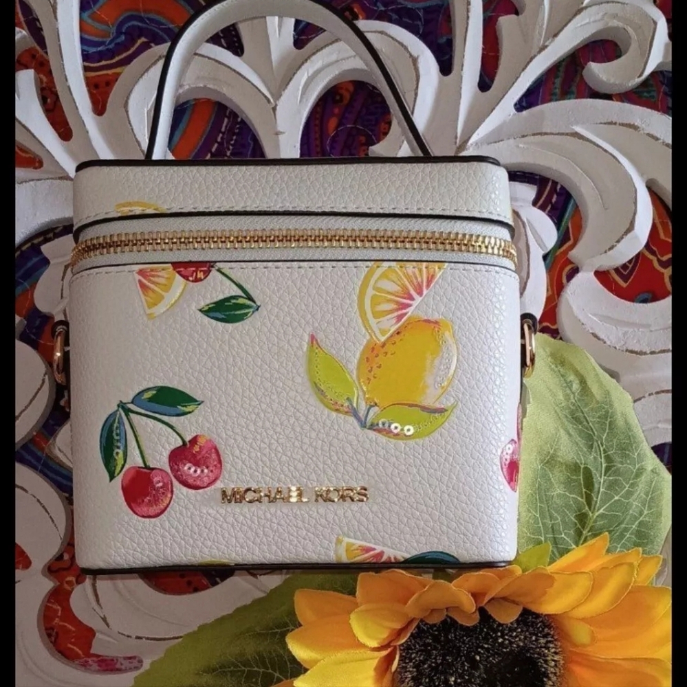NEW! MICHAEL KORS SANDRINE SMALL SEQUINED FRUIT PRINT CROSSBODY BAG
